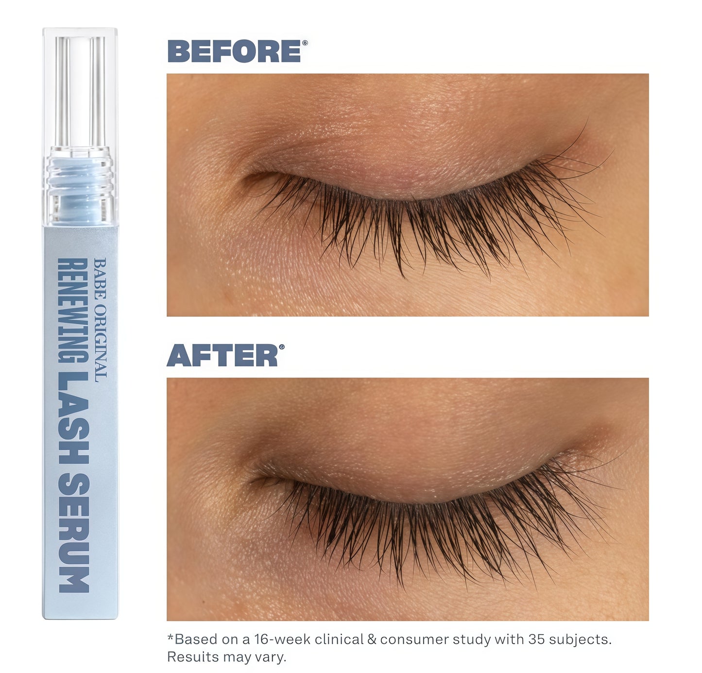 BABE ORIGINAL Renewing Lash Serum-Peptide-Infused Eyelash Serum forFuller, Longer-Looking Natural Lashes,Lash Enhancing Treatment withNourishing Botanicals, Vegan & Cruelty-Free Gentle