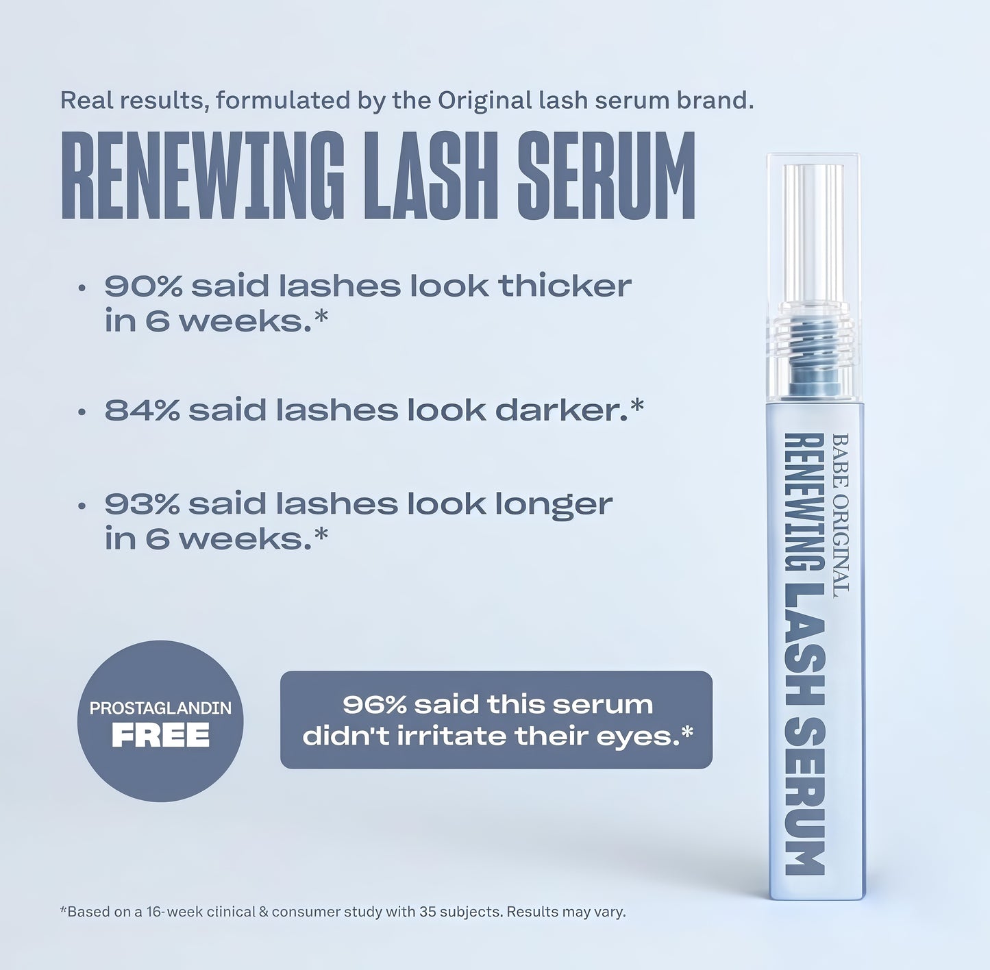 BABE ORIGINAL Renewing Lash Serum-Peptide-Infused Eyelash Serum forFuller, Longer-Looking Natural Lashes,Lash Enhancing Treatment withNourishing Botanicals, Vegan & Cruelty-Free Gentle