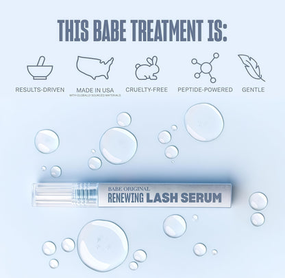 BABE ORIGINAL Renewing Lash Serum-Peptide-Infused Eyelash Serum forFuller, Longer-Looking Natural Lashes,Lash Enhancing Treatment withNourishing Botanicals, Vegan & Cruelty-Free Gentle